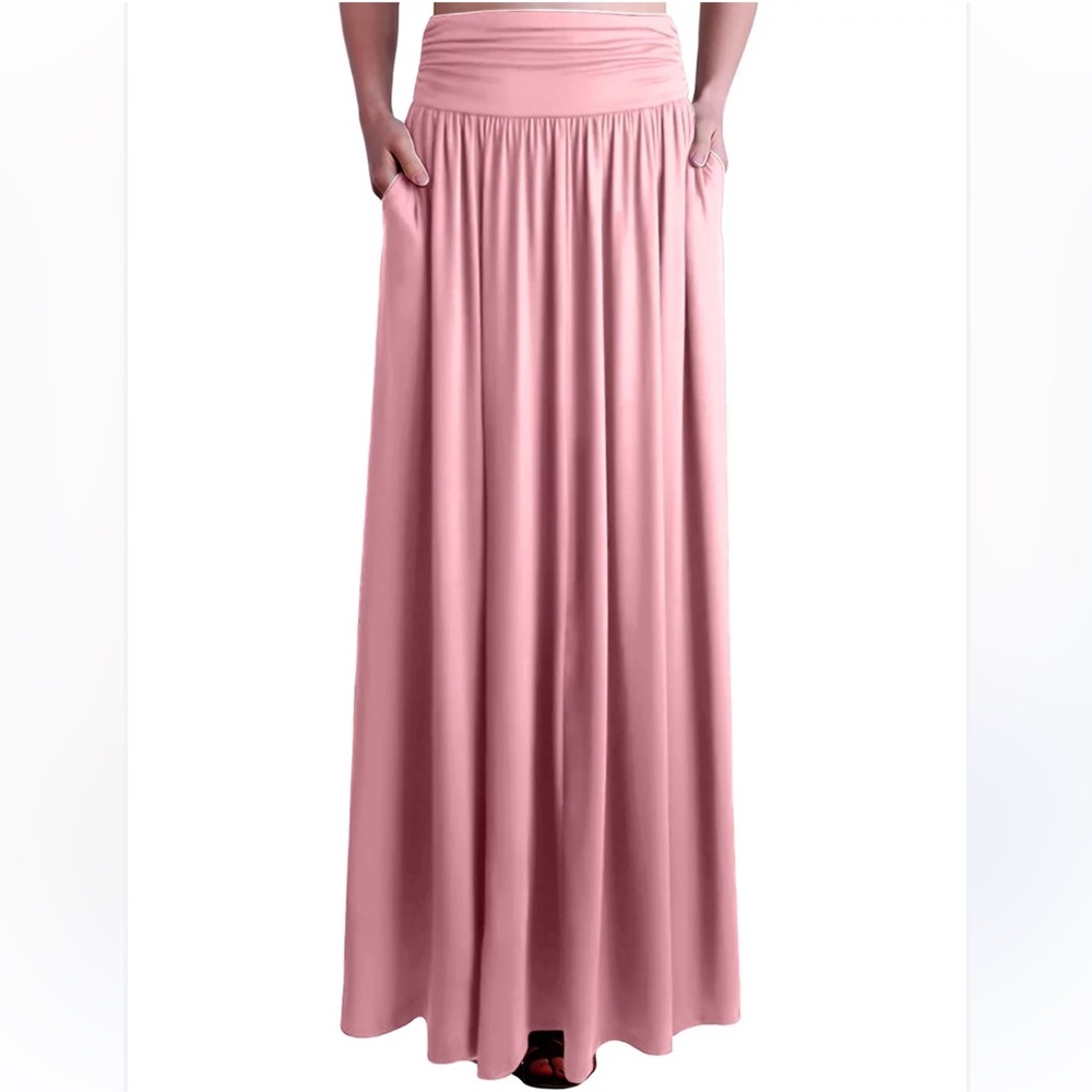 42 Boho Rose  Runched waist maxi skirt